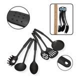 Set De Cocina X 6 Utensilios Kit Cocinar Nylon Negro Pacho's