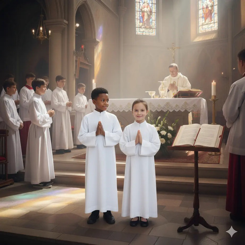 Túnica Coroinha Iniciante Litúrgica Para Igreja Católica | MercadoLivre