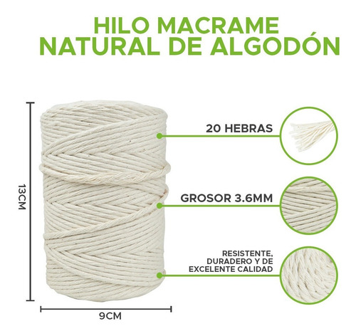 Hilo De Algodon Macrame Crudo Mejor Calidad Varios Grosores