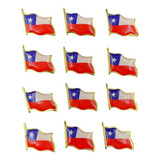 Pack 12 Piocha Pin De Bandera Chilena Metálica Grande