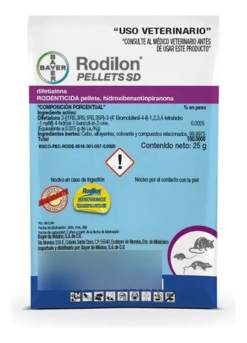 Rodilon Pellets 25g Veneno Para Ratas Ratones Anticoagulante