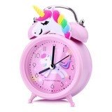 Reloj Despertador De Unicornio Rosa Para Niños Con Doble Cam