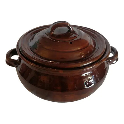 Cazuela De Barro Con Tapa Esmalte Libre De Plomo (8 Litros) | Envío gratis
