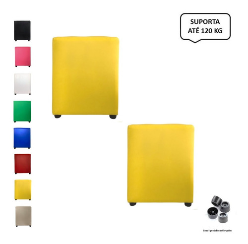 Kit 2 Puff Banquetas Cubo Quadrado Decorativo Couro Promoção