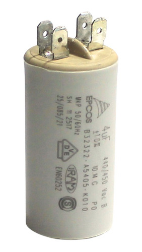 (2x) Capacitor De Partida Fast-on 4uf 440/450v 30x62mm