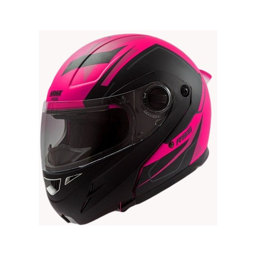 Casco Moto Hawk Vector Rebatible Doble Visor Fucsia Talle S