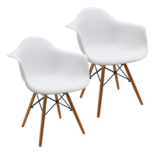 Kit 2 Sillas Eames Con Brazos Para Comedor, Restaurante.