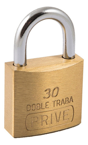 Candado De Doble Traba De Bronce Macizo 30 Mm Prive Color Dorado