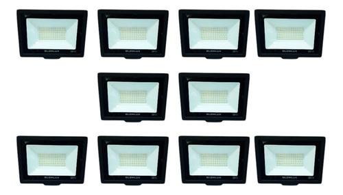 Pack X10 Proyector Reflector Led 50w Frío Glowlux - E. A. -
