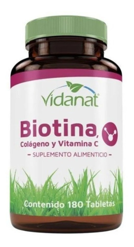 Biotina, Colágeno Y Vitamina C 180 Tabletas Vidanat Sabor Sin Sabor