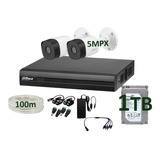 Kit Cctv Dahua 2 Camaras Bullet 4mpx 1tb Detector De Rostros