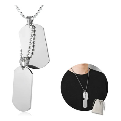 Collar Hombre Placas Militares Cadena Dijes Acero Inoxidable | MercadoLibre