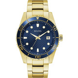 Reloj Bulova Hombre Clásico Sport Dorado 98a197 Color Del Bisel Azul Color Del Fondo Azul