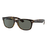 Anteojos De Sol Ray-ban New Wayfarer Classic Mediano Con Marco De Nailon Color Polished Tortoise, Lente Green De Cristal Clásica, Varilla Polished Tortoise De Nailon - Rb2132