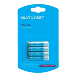 Pilha Aa Multilaser Recarregável Cilíndrica - Kit 4