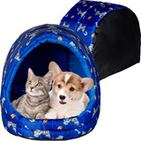 Cama Iglu Toca Cabana Cachorro E Gato Caminha Pet Tamanho G Cor Azul Desenho Cachorrinho