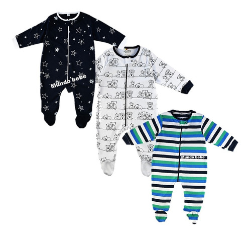 Pijamas Bebé Niña Set X 3 Estampadas Choco Miel