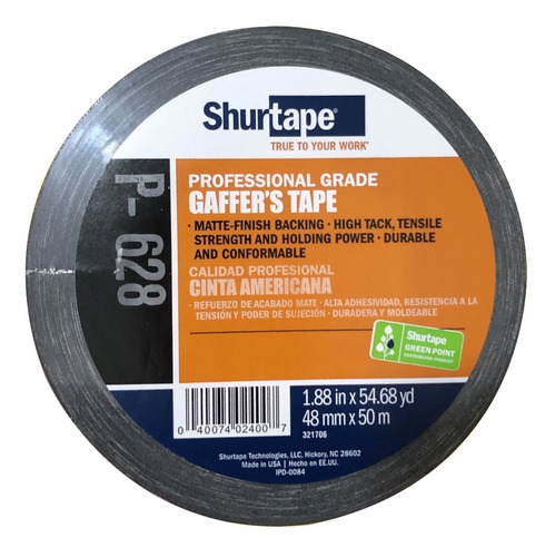Cinta Gaffer Tape Mate 2 Pulgadas (48 Milimetros Mm) X 55 Metros Mt Shurtape Facturamos