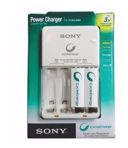 Cargador De Pilas Sony Con 2 Pilas Aa Recargables De Regalo