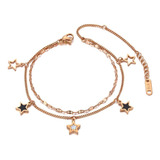 Oferta! Pulsera Estrellas Doble Baño Oro Rosa 18k F