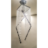 Lustre Cromado Quadrado Fixo 17x17 Cascata Mexicano 