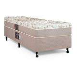 Cama Box + Colchão Castor Solteiro Molas Pocket Clas 88x188 Cor Bege