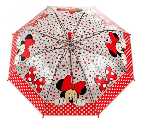 Guarda Chuva Infantil Transparente Minnie Disney Licenciado Cor Vermelho Minnie