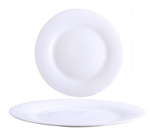 Jogo Prato De Vidro Branco Opaline Restaurante 25cm Kit 6 Un