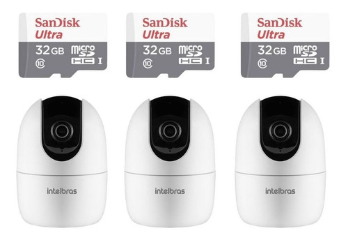 3 Câmeras Ip 360° Im4 C Intelbras Mibo Fhd  + Sd 32gb Ultra