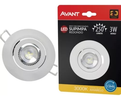 Kit 4x Spot Led 3w Avant Direcionável Redondo Branco Quente 110v/220v