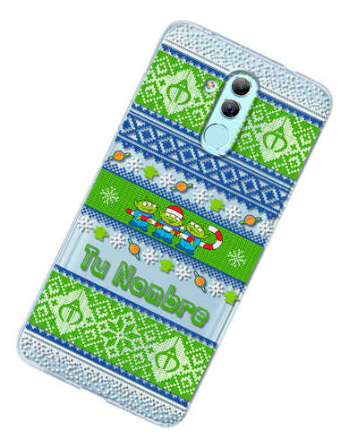 Funda Para Huawei Marcianitos Ugly Sweater Navidad Nombre