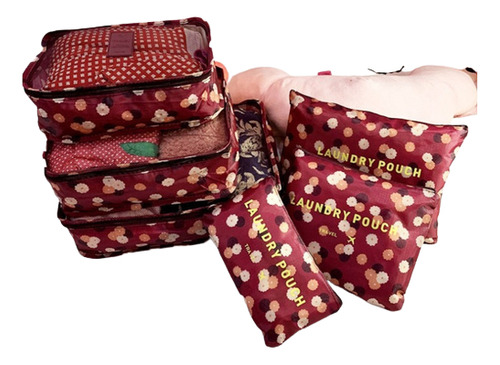 Kit Bolsas De Armazenamento 6pçs Roupas Viagem Bagagem Cor Vermelho