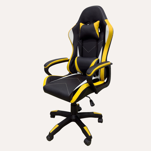 Cadeira Gamer Barata Jogo Altura Regulável Cor Amarelo Material Do Estofamento Couro Sintético