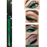 Delineadores De Colores Glitter, Brillos Tonos Magic Mabelle Color Verde Intenso Efecto Glitter