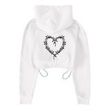 Hoodie Croptop Blanco Estampado Karol G Bichota