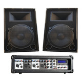 Combo Consola Potenciada 4 Ch Bluetooth + 2 Bafles 15´´ 500w