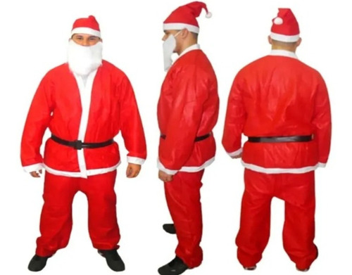 Roupa Papai Noel Fantasia Poliéster 5 Itens Envio Imediato