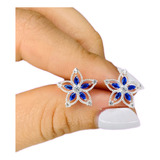 Aros Flor Primaveral Azul De Plata Ideal Regalo Mujer Ar 464