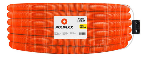Rollo De Poliflex Naranja De 50 M, 1 Pulgada, Con Guía