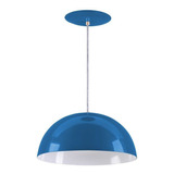 Luminária Gaiola Led De Teto Rei Da Iluminação Meia Lua 34 Cor Azul-royal/branco 110v/220v