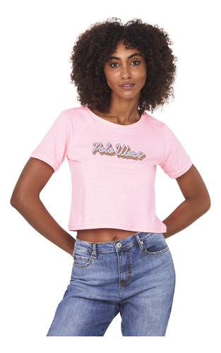 Camiseta Feminina Malha Neon Polo Wear Rosa Médio