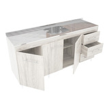 Mueble Cocina Bajo 1.60 + Mesada Acero Bacha Central 