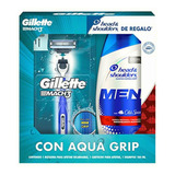 Gillette Kit Mach3 Rastrillo Para Afeitar Aqua Grip