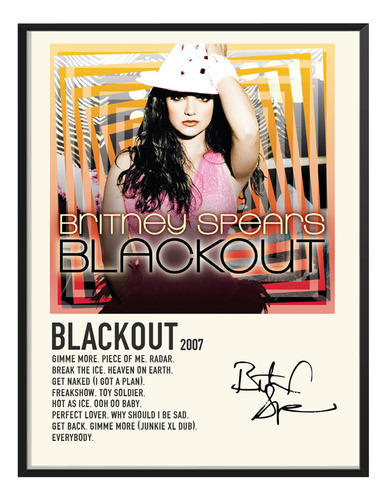 Poster Britney Spears Album Tracklist Exitos Blackout 80x60