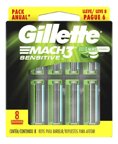 Repuestos Para Afeitar Gillette Mach3 Sensitive 8 U