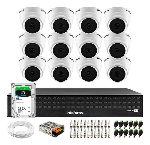 Kit 12 Câmeras Intelbras Vhl 1220 D Full Hd Dvr 3016-c 2tb