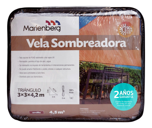 Vela Sombreadora Triangular De 3x3x4.2m Arcilla