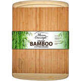 Tabla De Cortar Grande De Bambú Orgánico Con Ranura Final, C