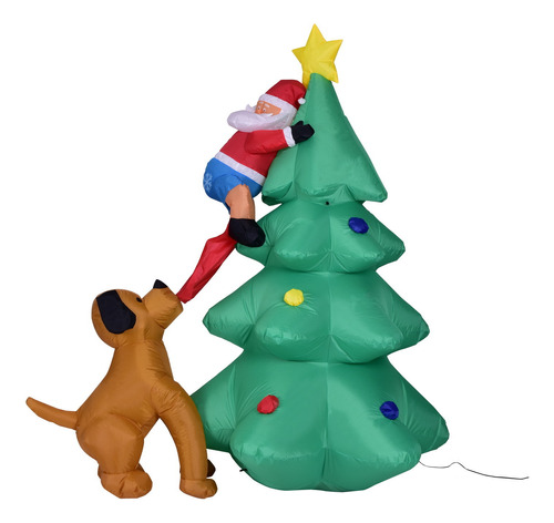 Árbol De Navidad Inflable De Papá Noel Y Perro 2023 De 1,8 M