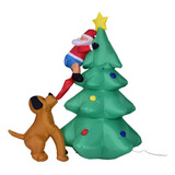Árbol De Navidad Inflable De Papá Noel Y Perro 2023 De 1,8 M